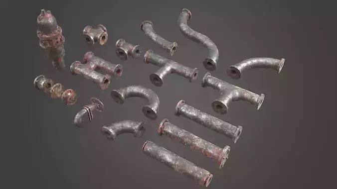 Factory Element - Pipes Low-poly 3D model