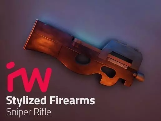 Stylized P90 Low-poly 3D model_0