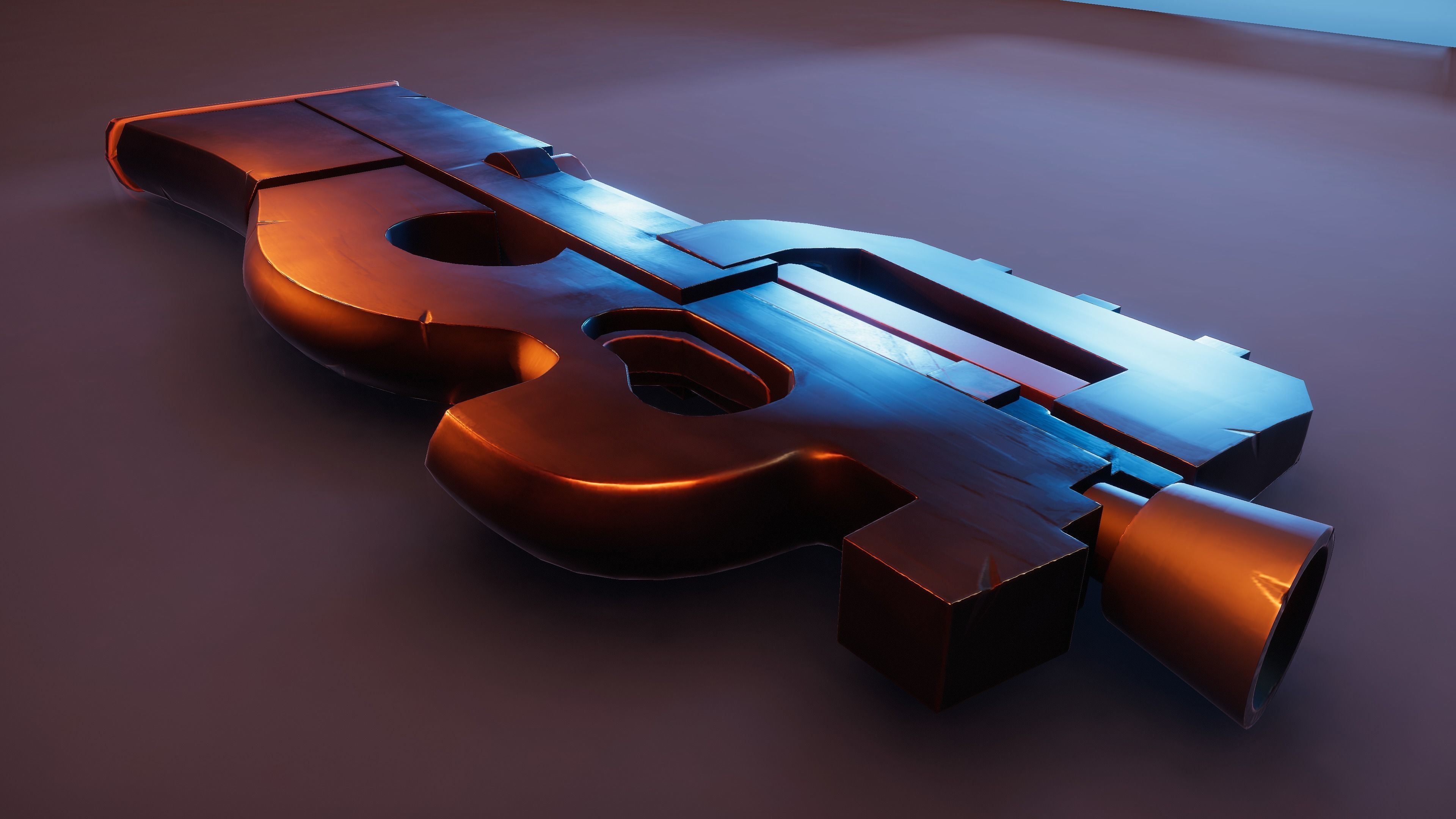 Stylized P90 Low-poly 3D model_4