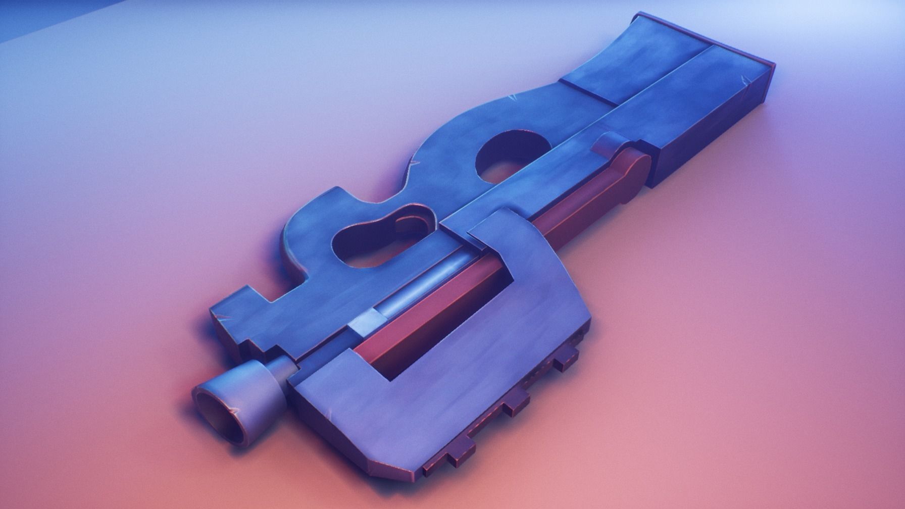 Stylized P90 Low-poly 3D model_8
