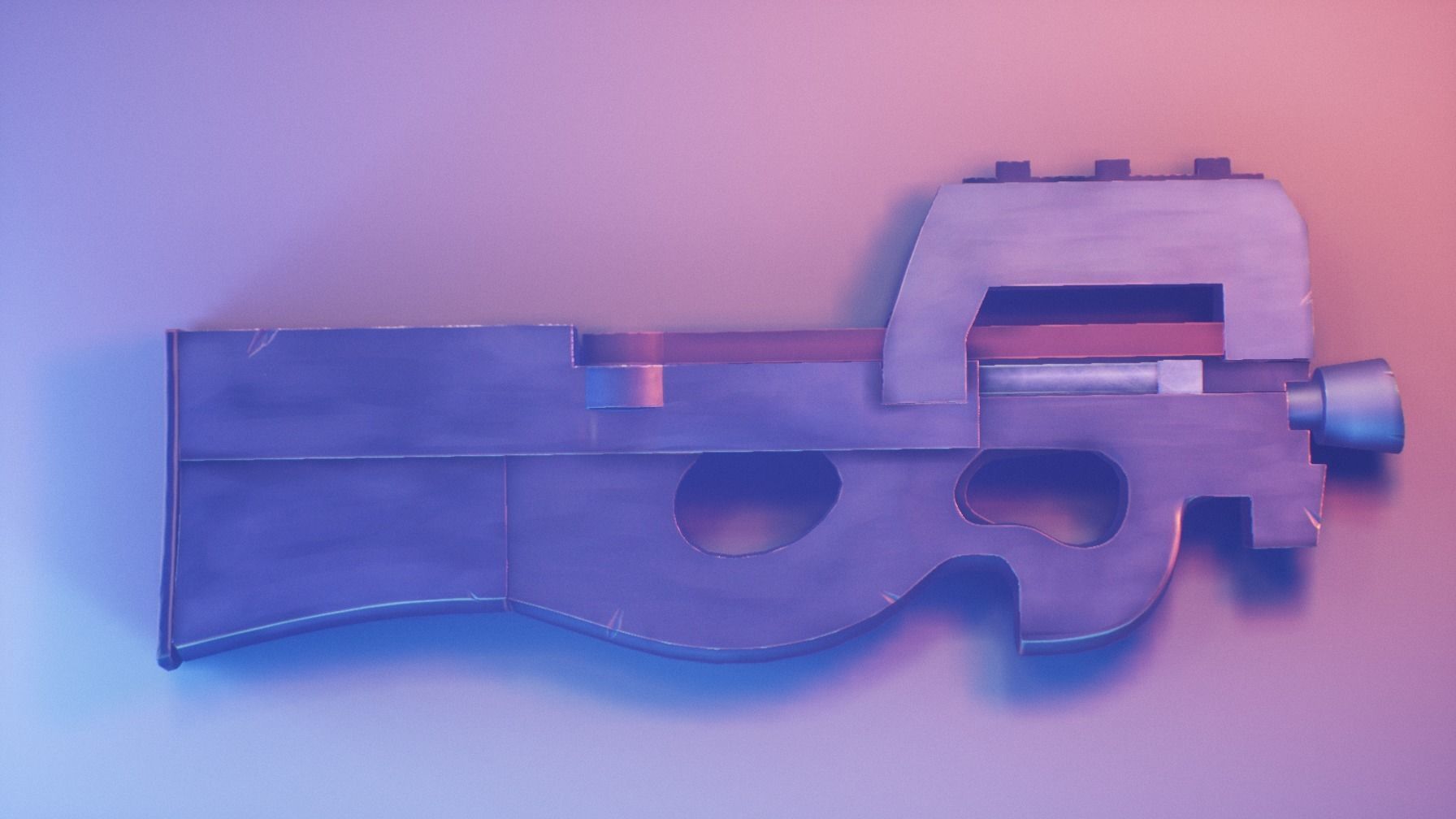 Stylized P90 Low-poly 3D model_9