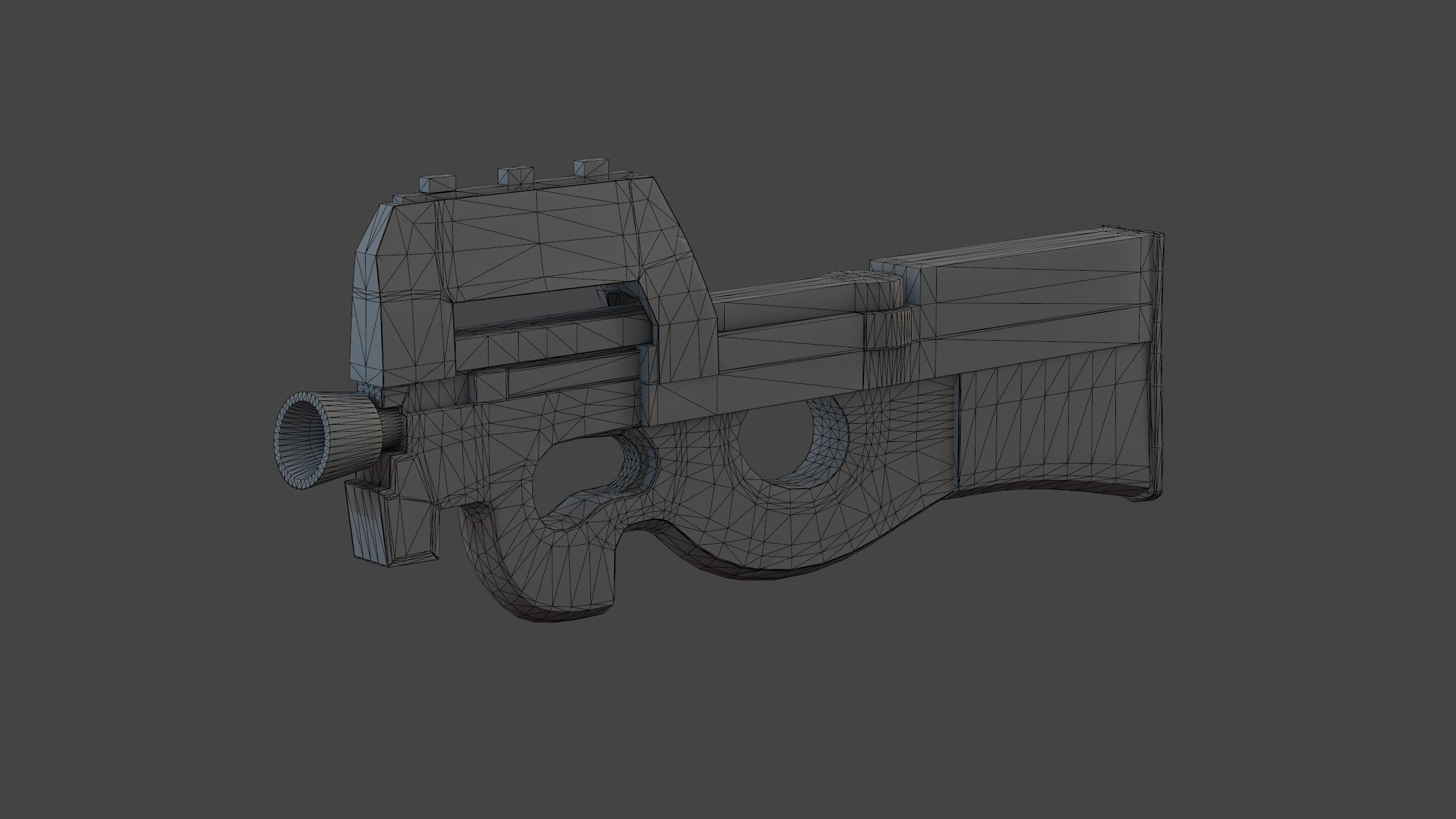 Stylized P90 Low-poly 3D model_16