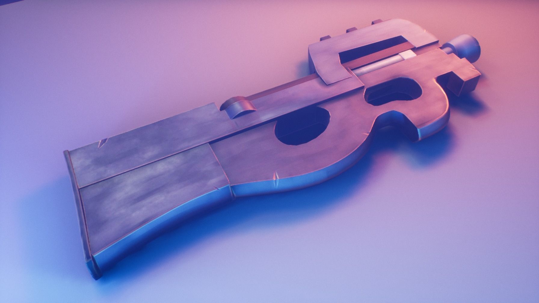 Stylized P90 Low-poly 3D model_7