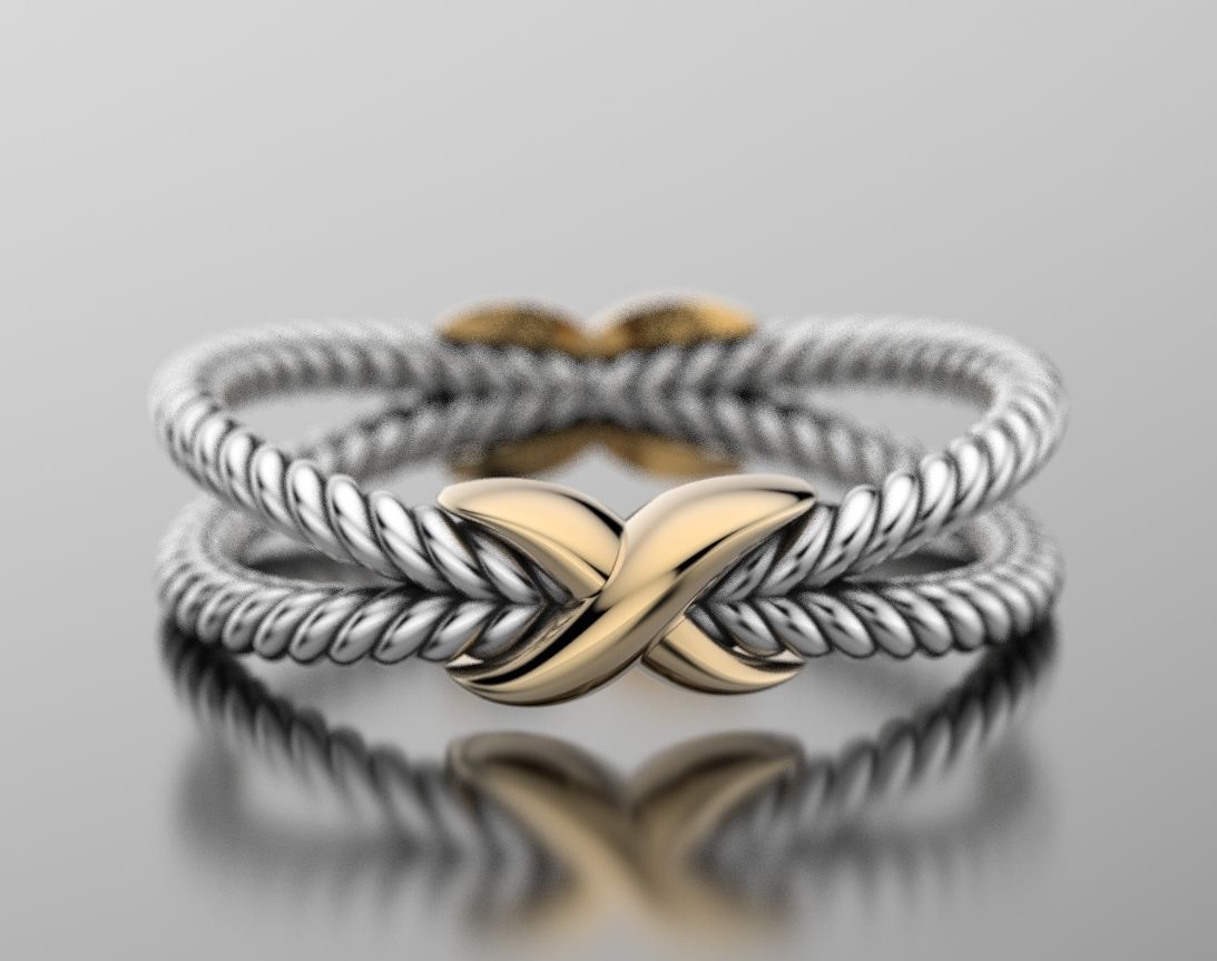 Ring with ropes and symbol x 385 3D print model_3
