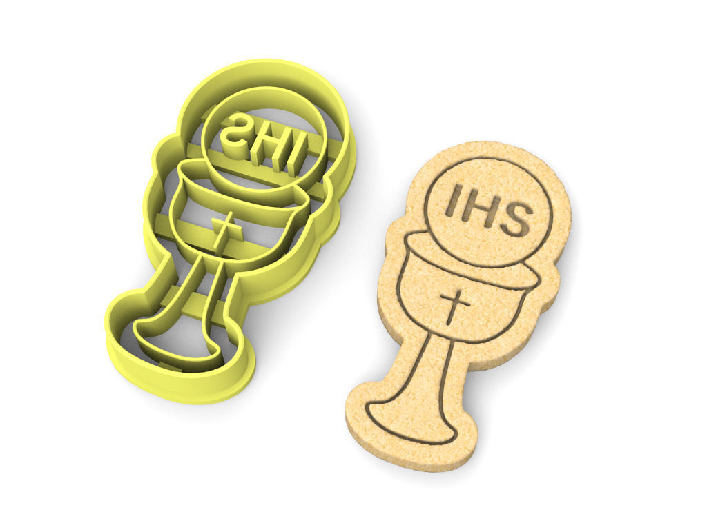 Sacramental bread IHS Cookie Cutter version 1 3D print model_2