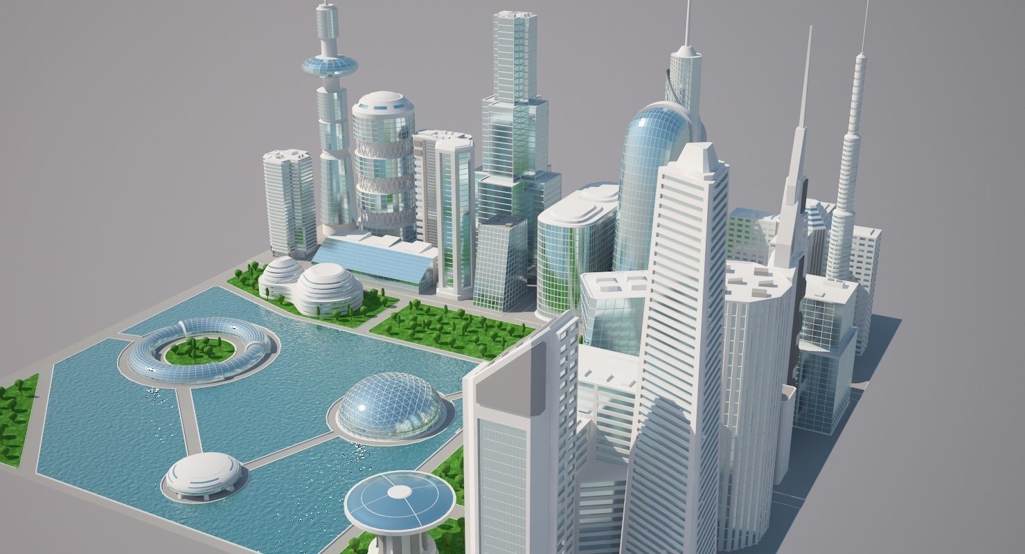 Futuristic City 2 3D model_1