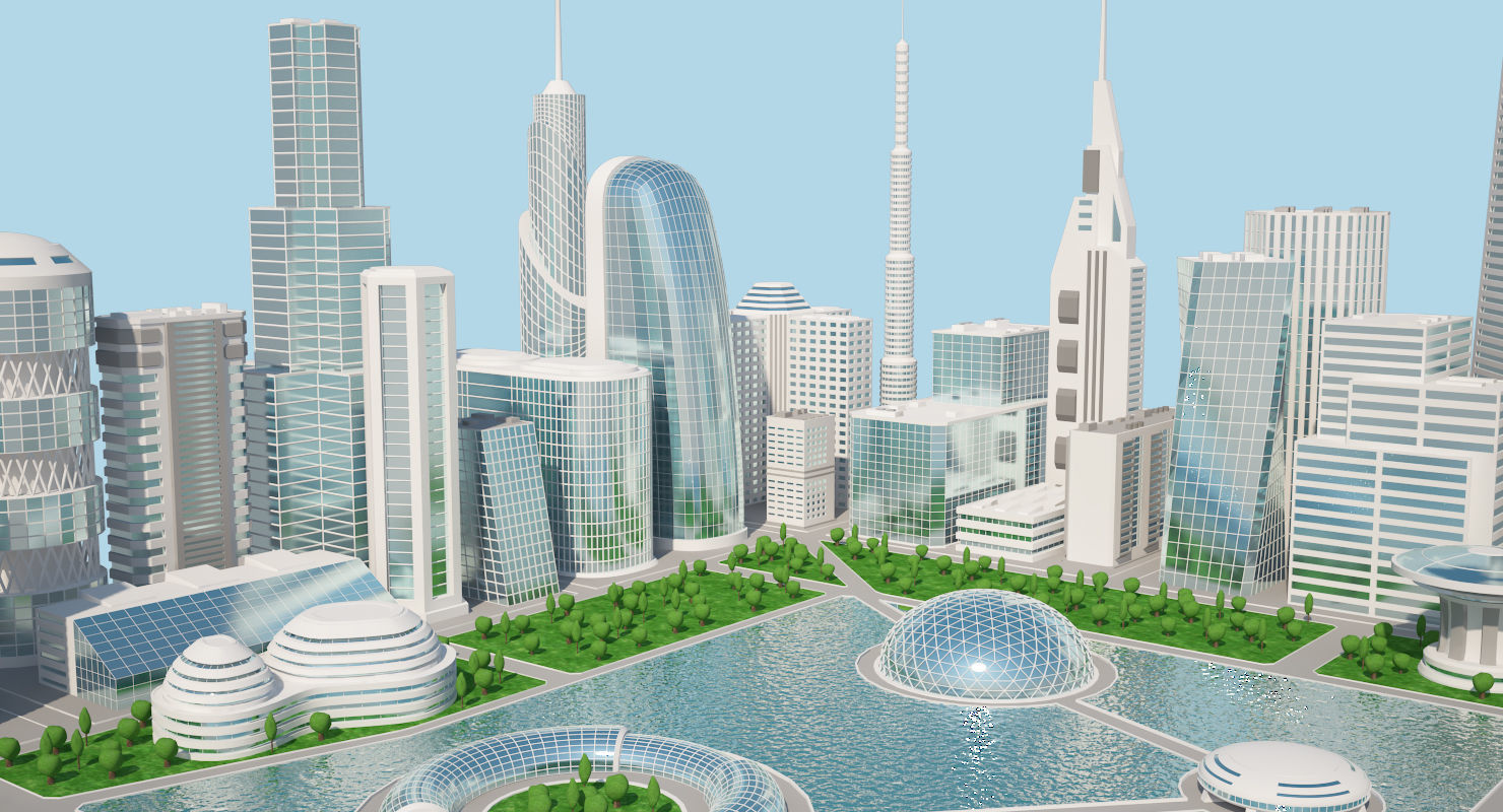Futuristic City 2 3D model_2