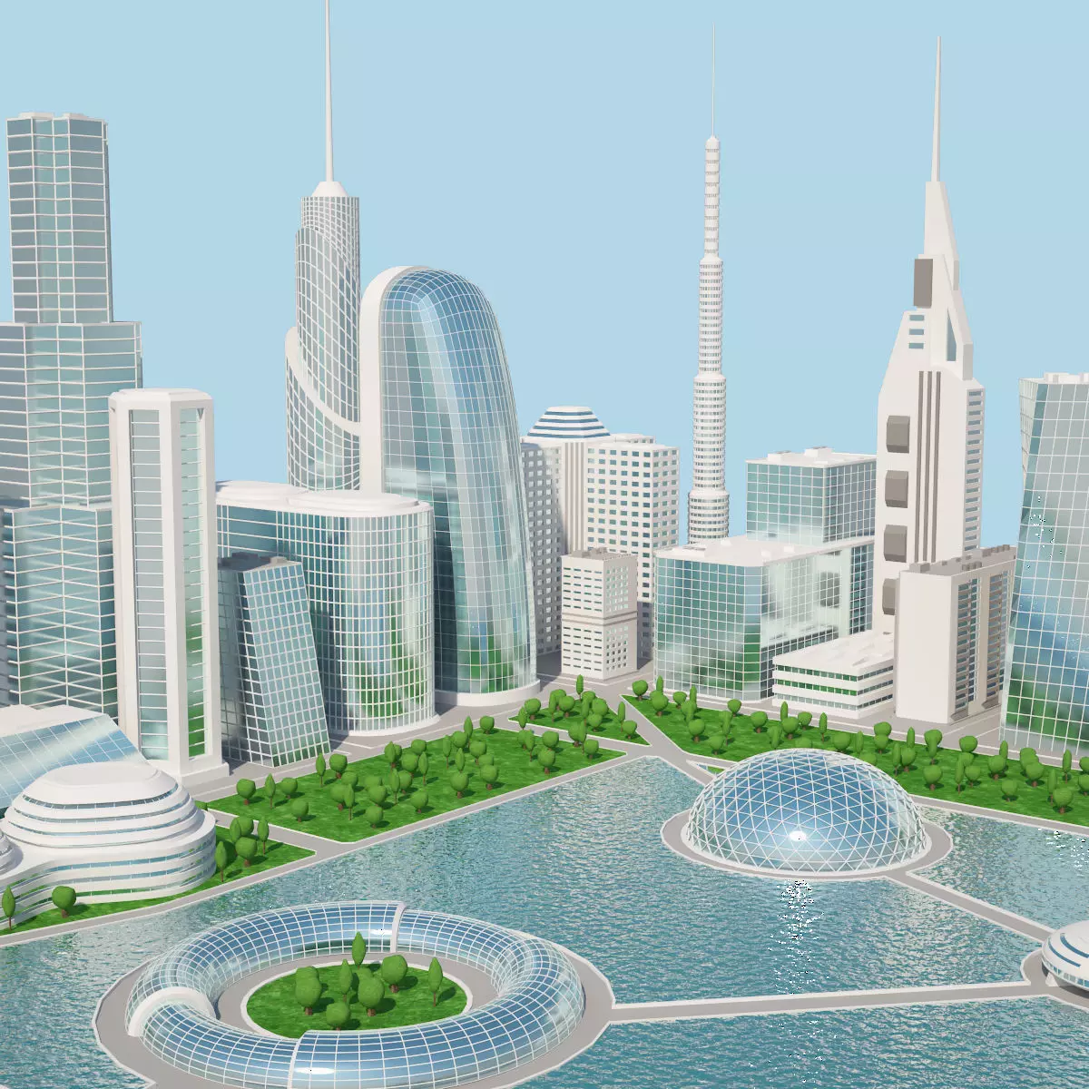 Futuristic City 2 3D model_0