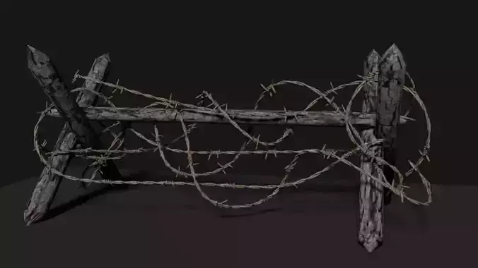 Barbed Wire Barricade Low-poly 3D model