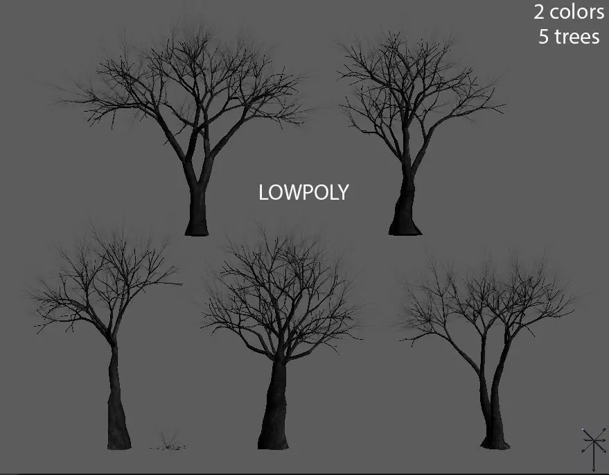 Lowpoly Dead tree Low-poly 3D model_0