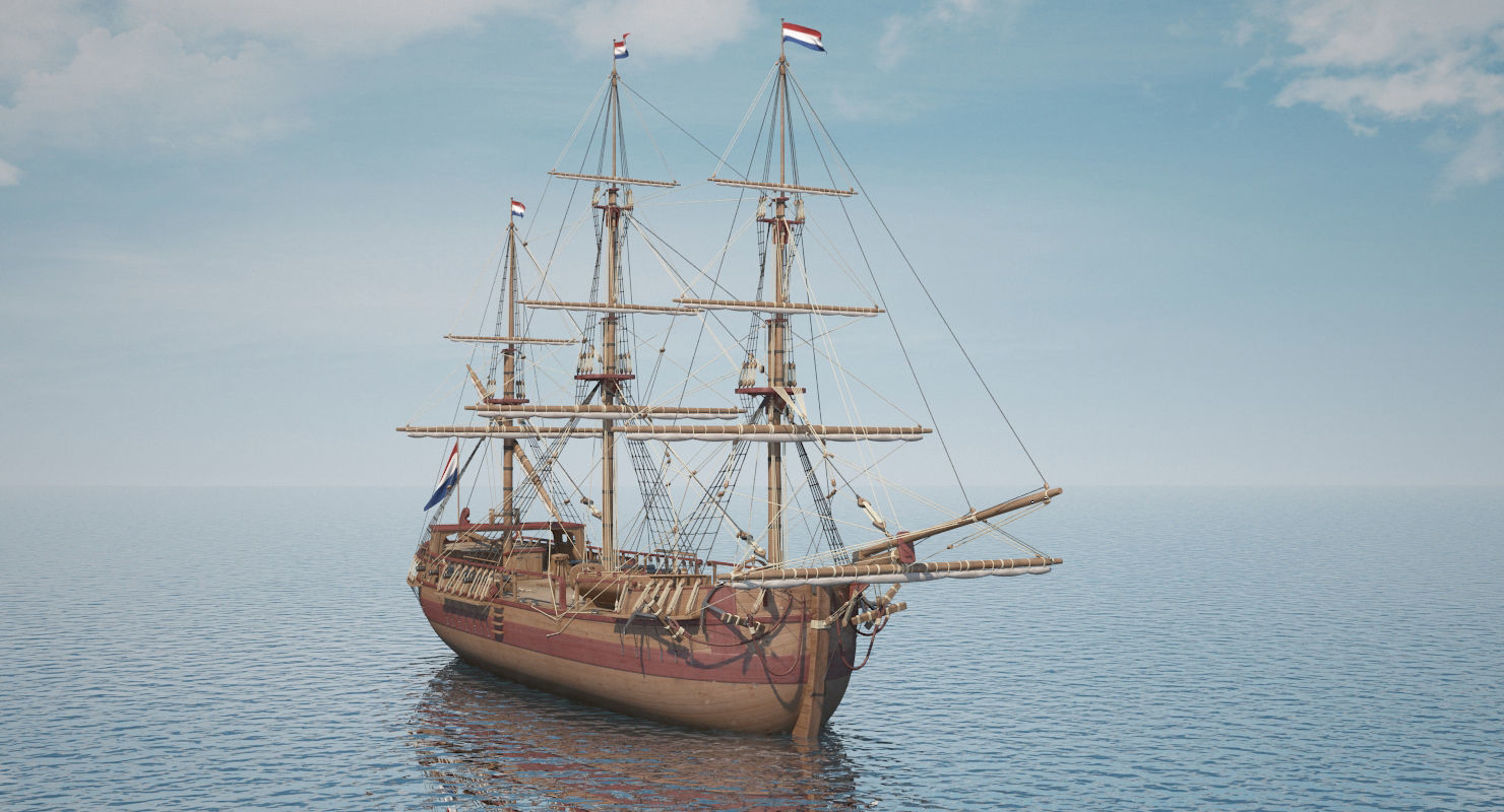 Dutch Galiot 3D model_2
