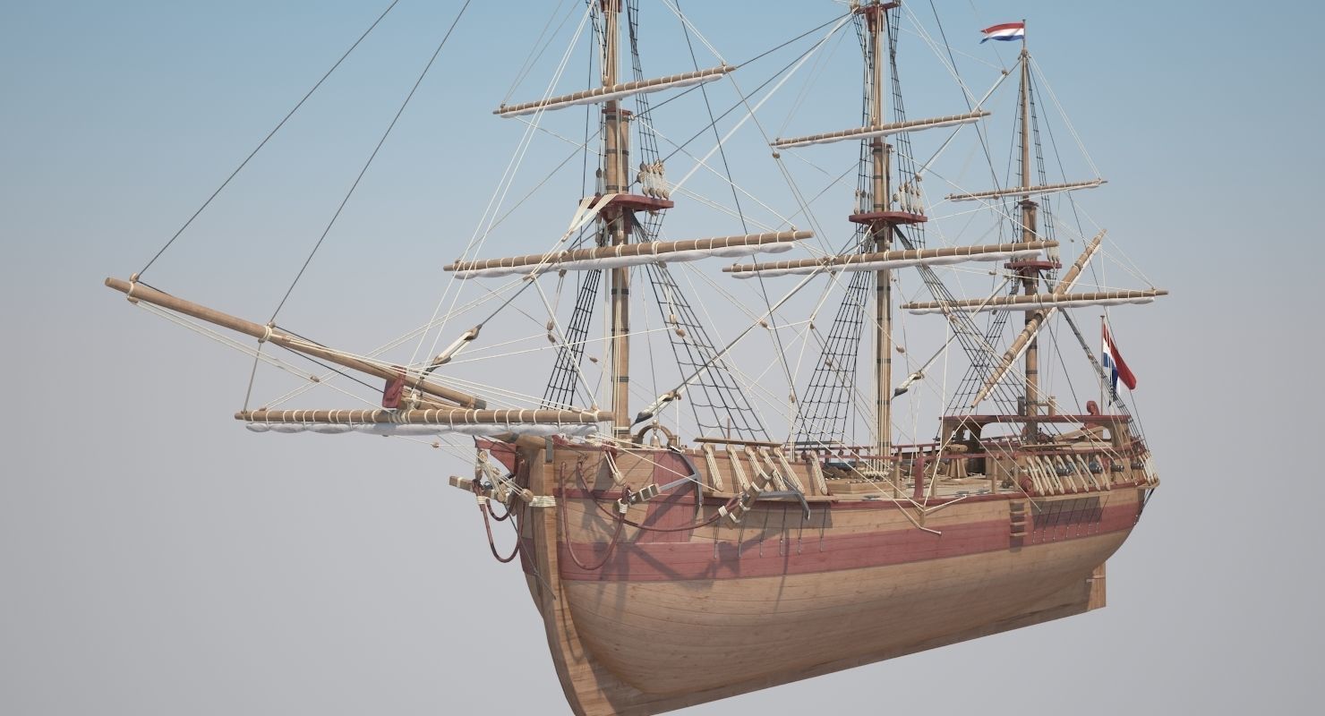 Dutch Galiot 3D model_5