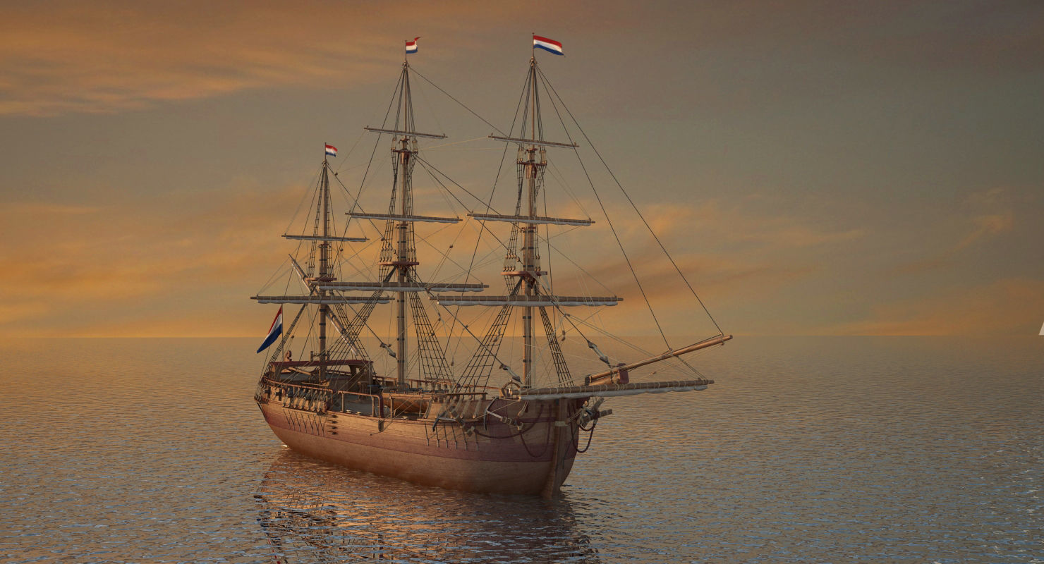 Dutch Galiot 3D model_3
