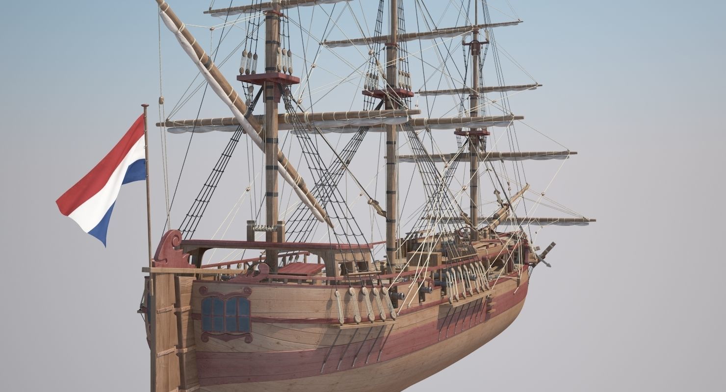 Dutch Galiot 3D model_6
