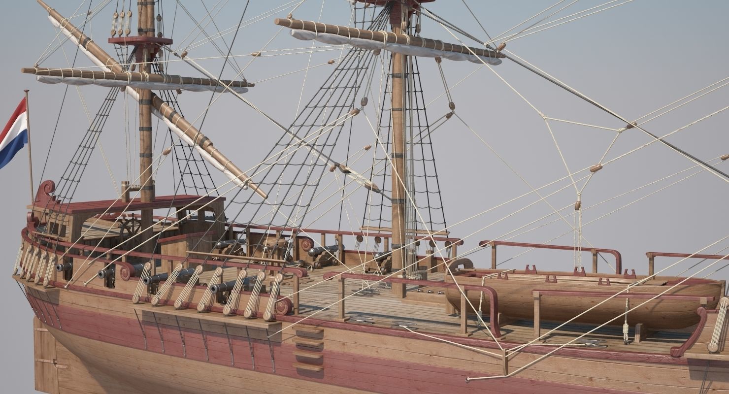 Dutch Galiot 3D model_4