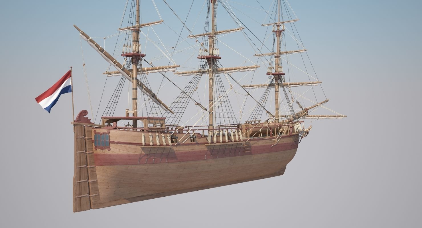 Dutch Galiot 3D model_8