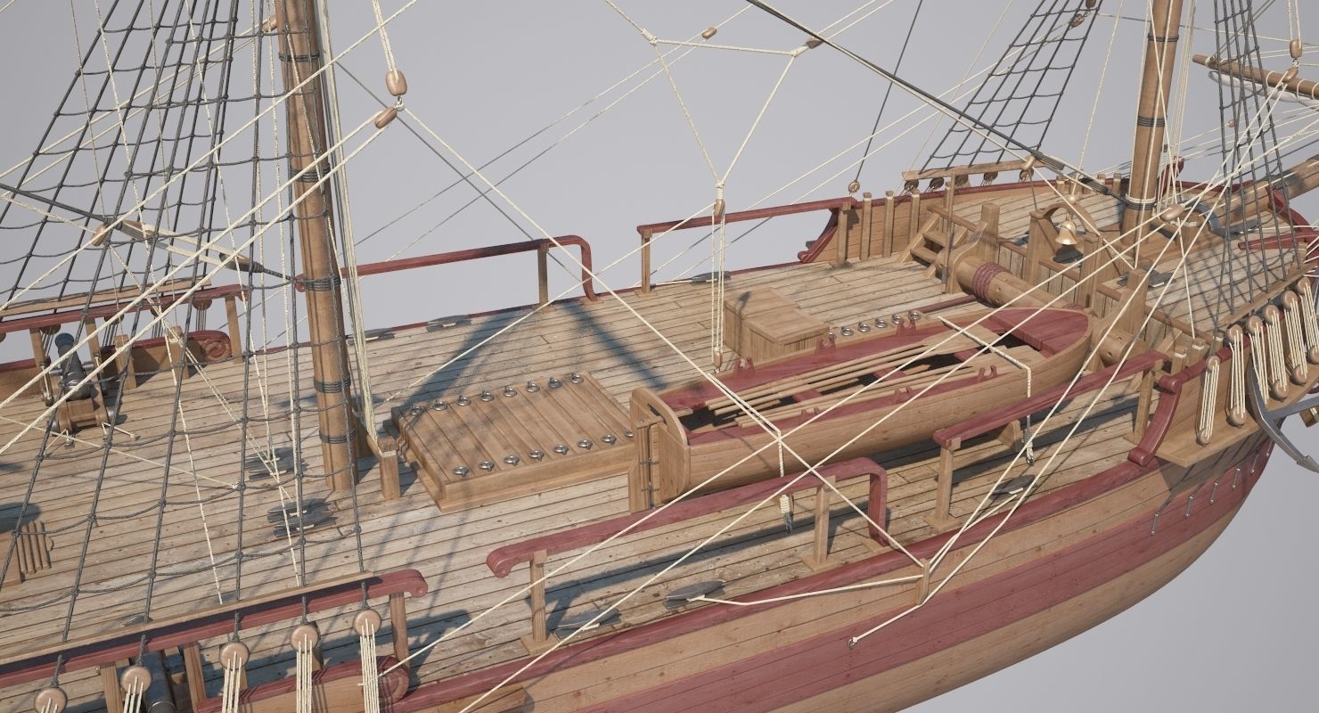 Dutch Galiot 3D model_13