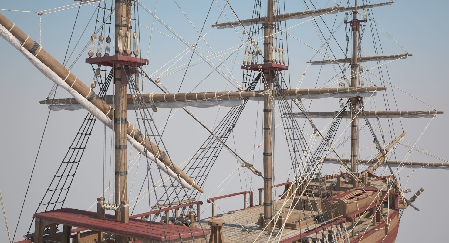 Dutch Galiot 3D model_9