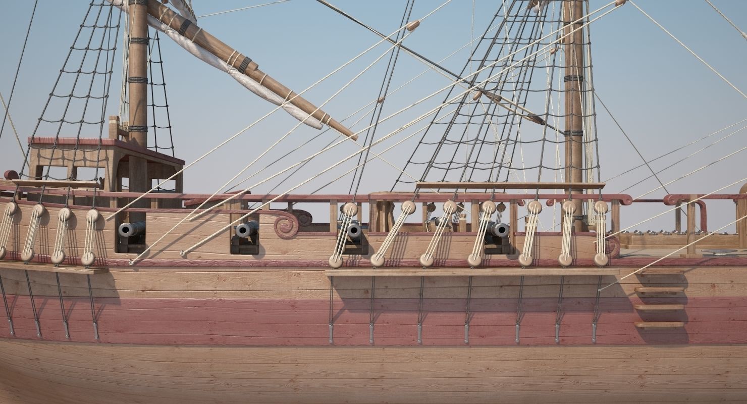 Dutch Galiot 3D model_12