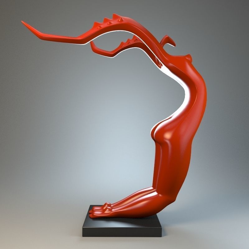 Sculpture Female Praying Mantis 3D model_2