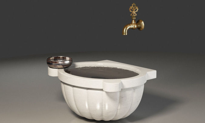 Turkish Bath washbasin tap and bowl 3D model