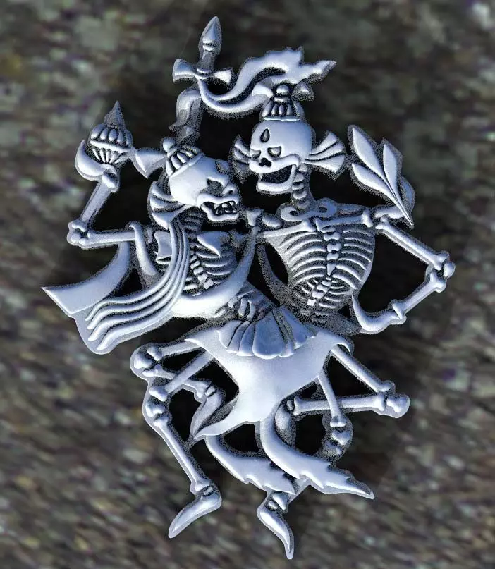 skeleton brooch 3D print model