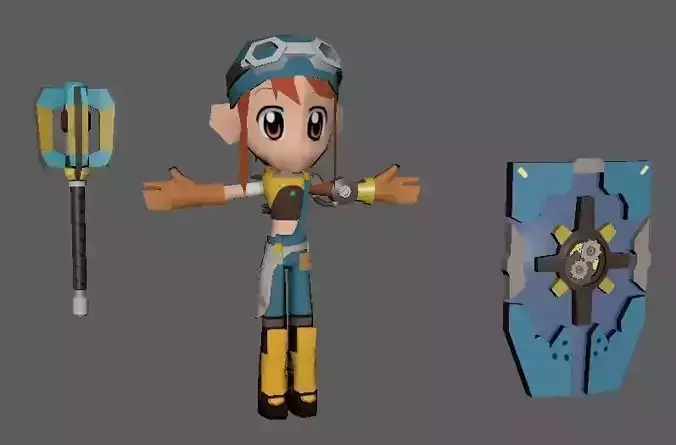 Chibi Brigitte Lindholm Low-poly 3D model
