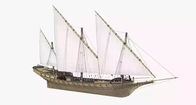 Xebec sailing ship 3D model