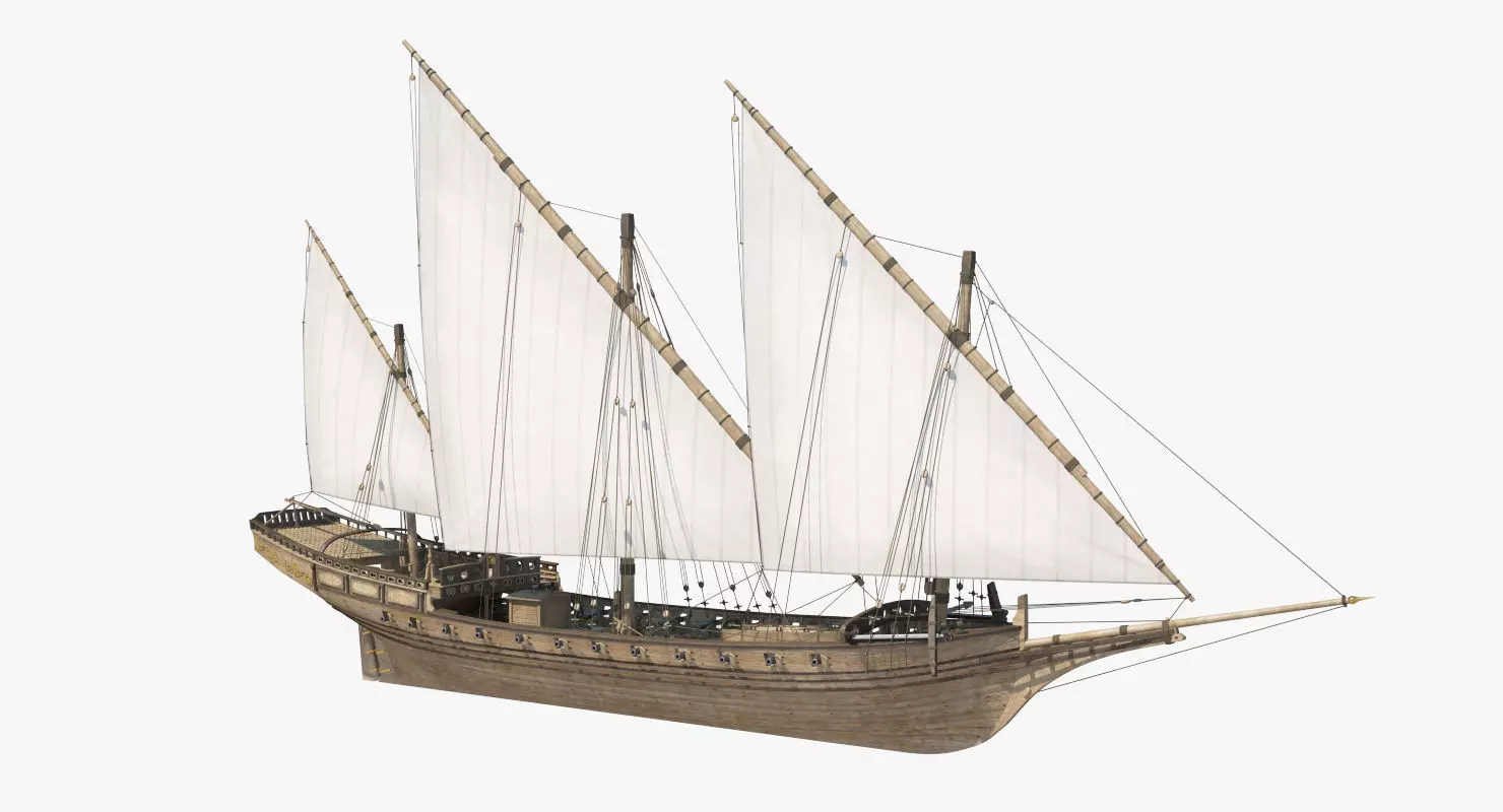 Xebec sailing ship 3D model