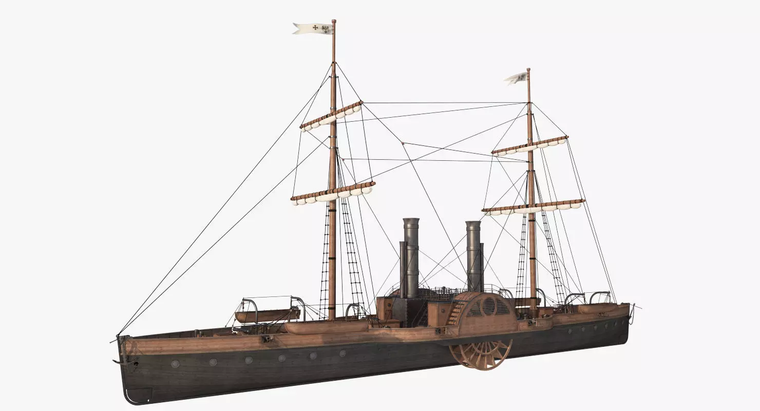 Steam Ship 3D model_0
