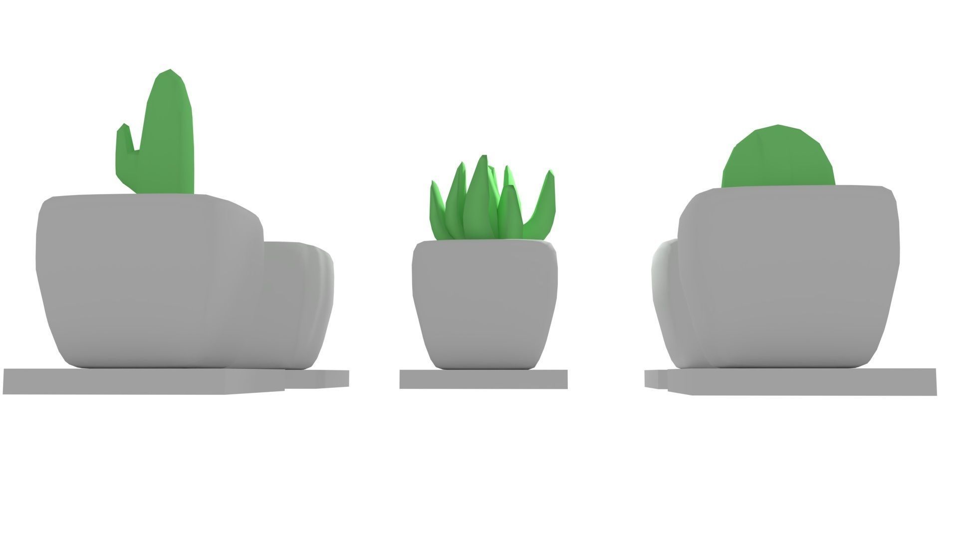 Planties set potted plant with smiley face Low-poly 3D model_8