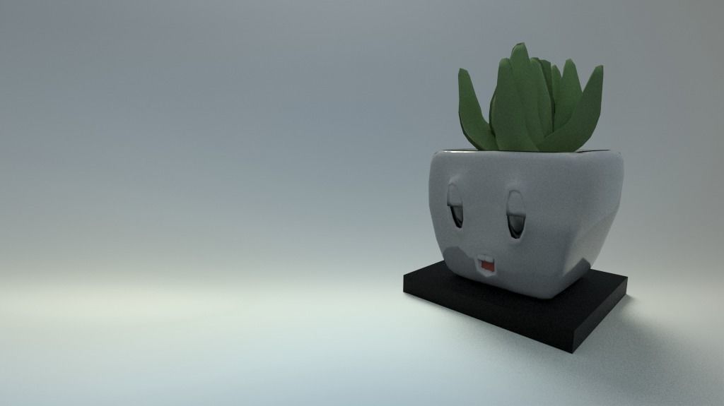 Planties set potted plant with smiley face Low-poly 3D model_13