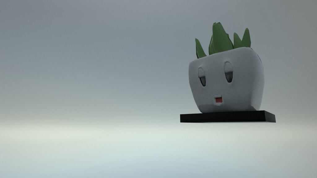 Planties set potted plant with smiley face Low-poly 3D model_12