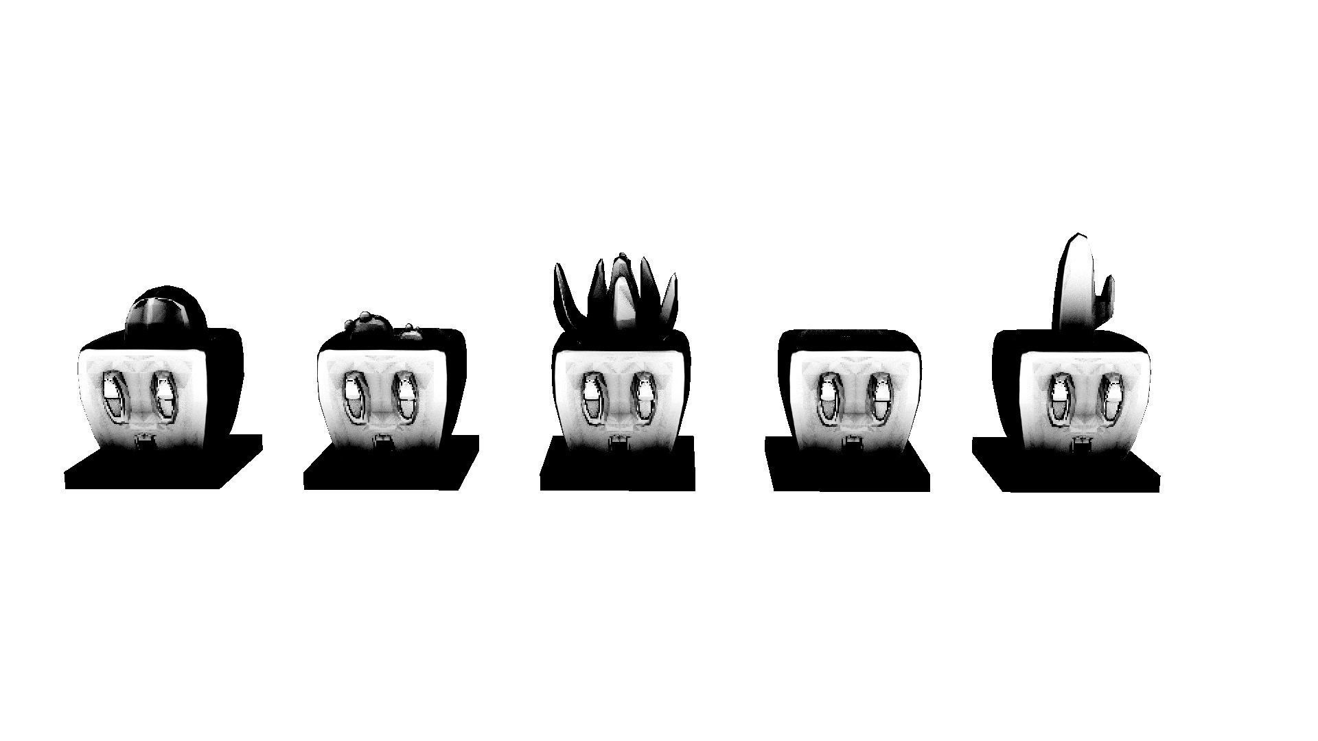 Planties set potted plant with smiley face Low-poly 3D model_5