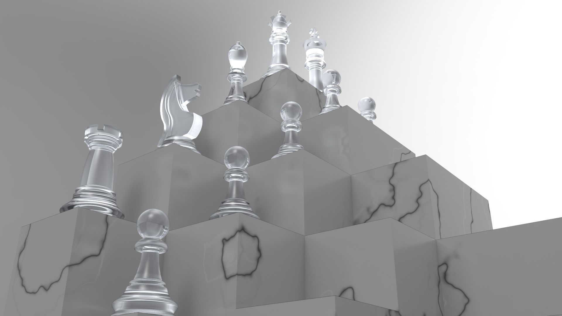Chess board with pieces 3D model_4