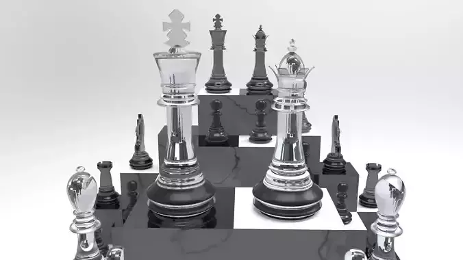 Chess board with pieces