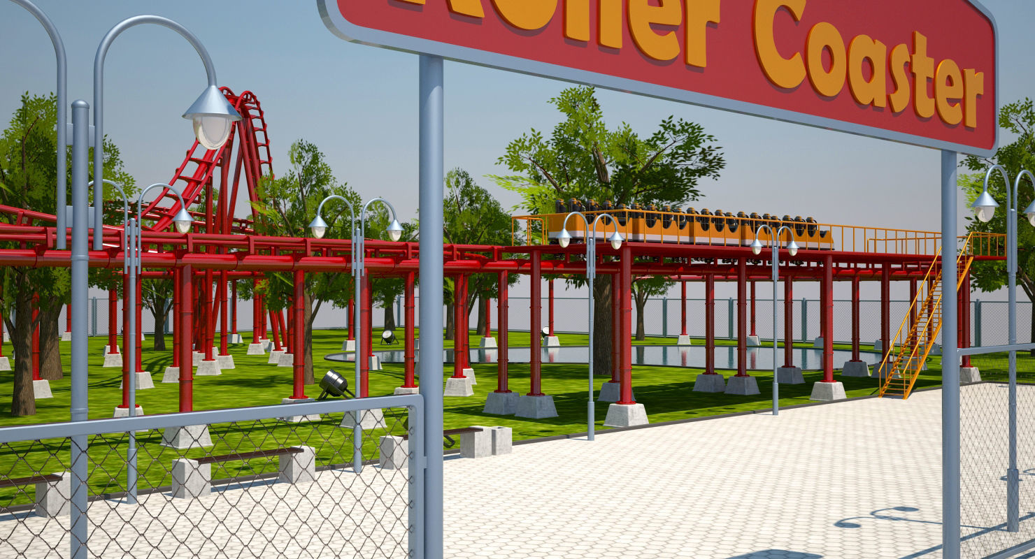 Roller Coaster Park 3D model_1