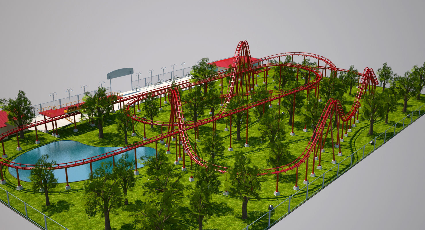 Roller Coaster Park 3D model_8