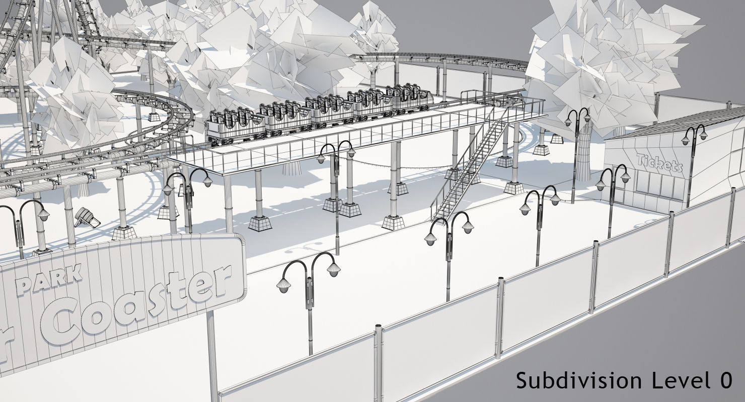 Roller Coaster Park 3D model_22