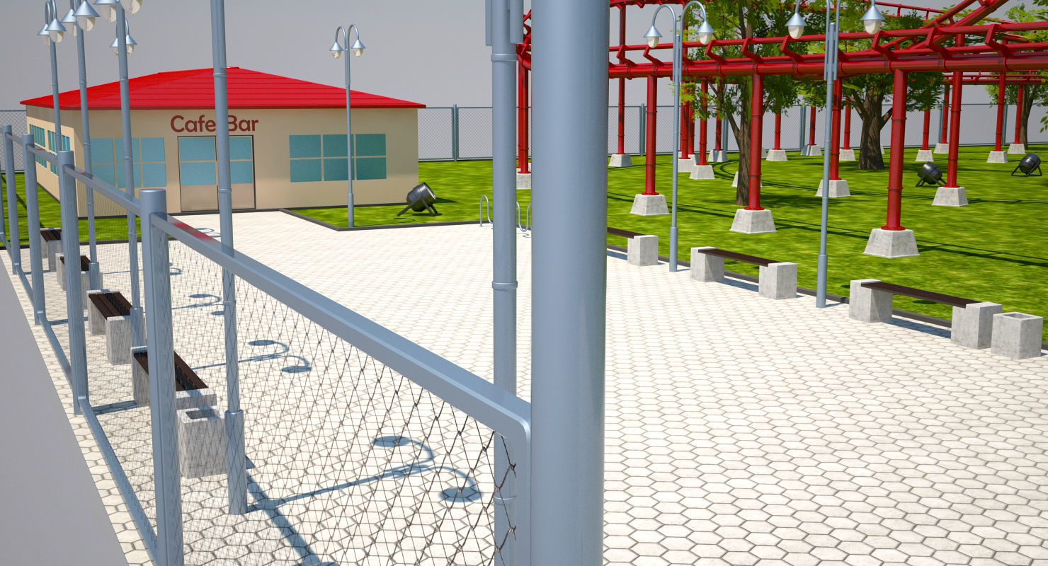 Roller Coaster Park 3D model_12