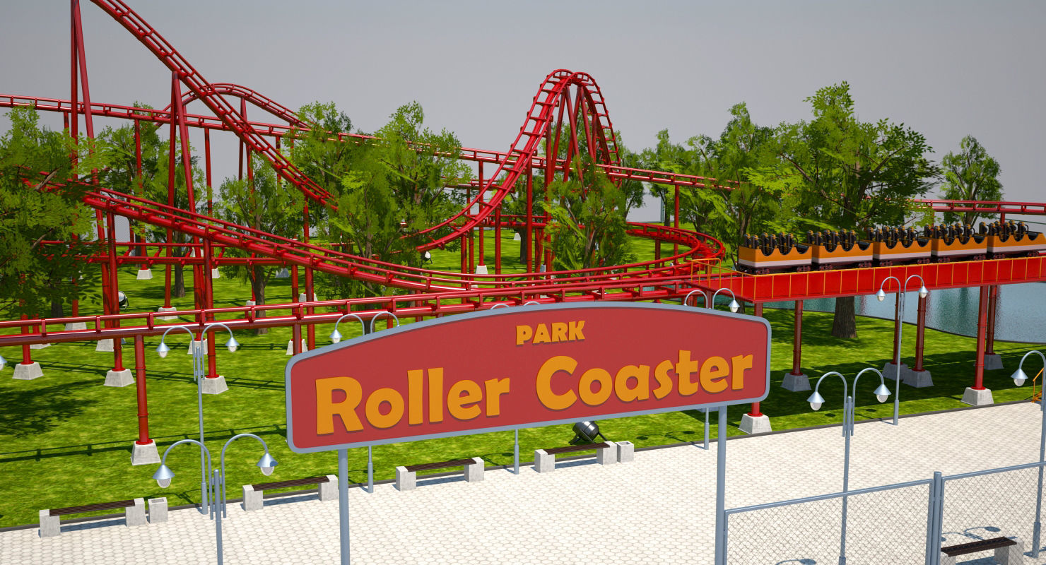 Roller Coaster Park 3D model_11