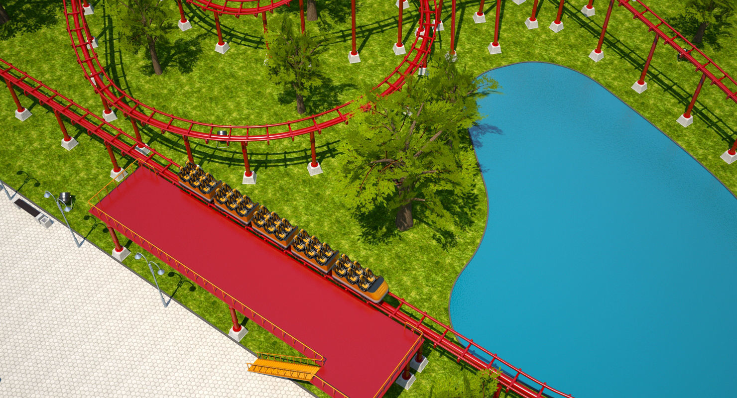 Roller Coaster Park 3D model_3