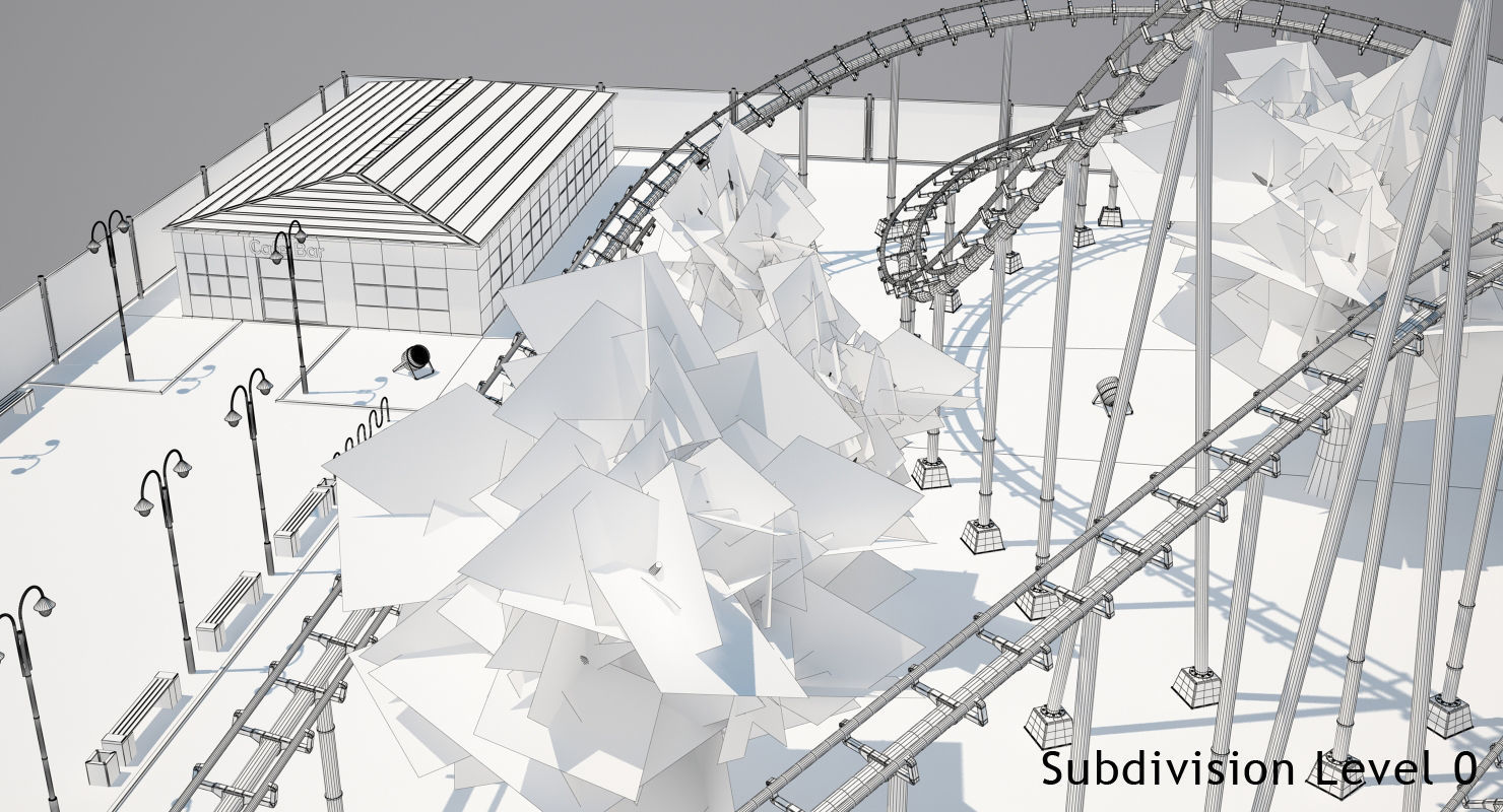 Roller Coaster Park 3D model_20