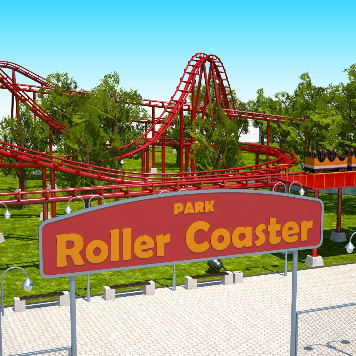 Roller Coaster Park 3D model_0