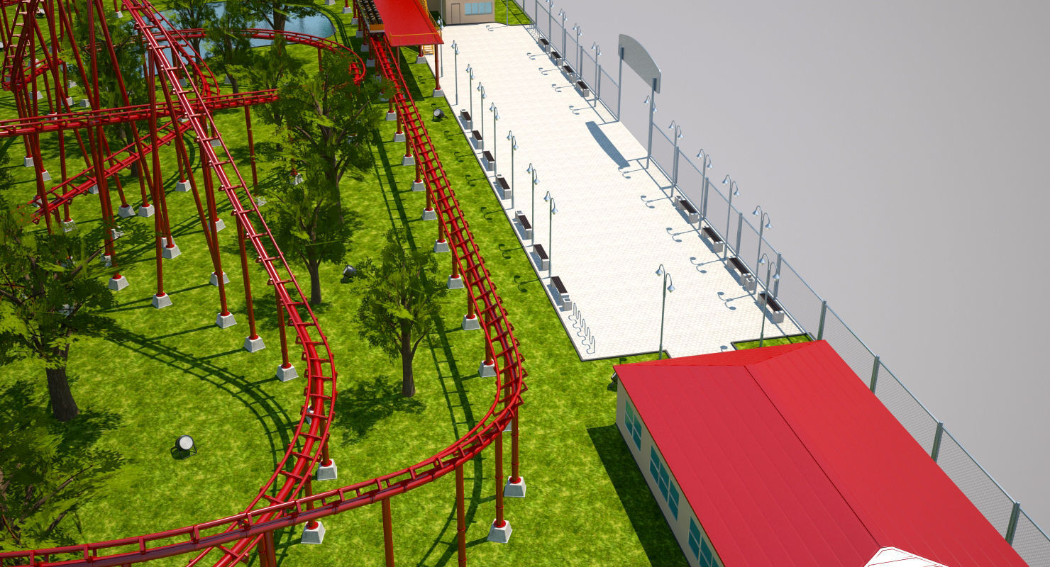 Roller Coaster Park 3D model_10