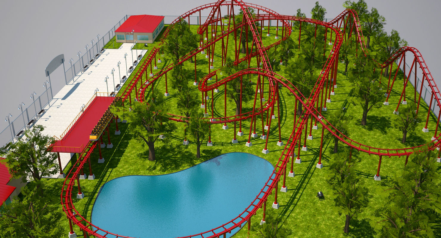 Roller Coaster Park 3D model_6