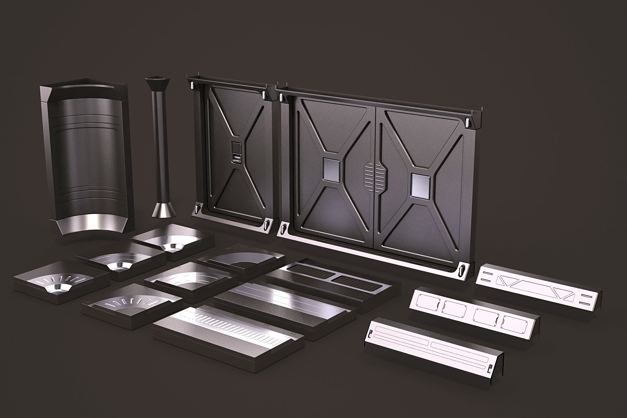 Sci Fi Interior Kitbash 3D model_4