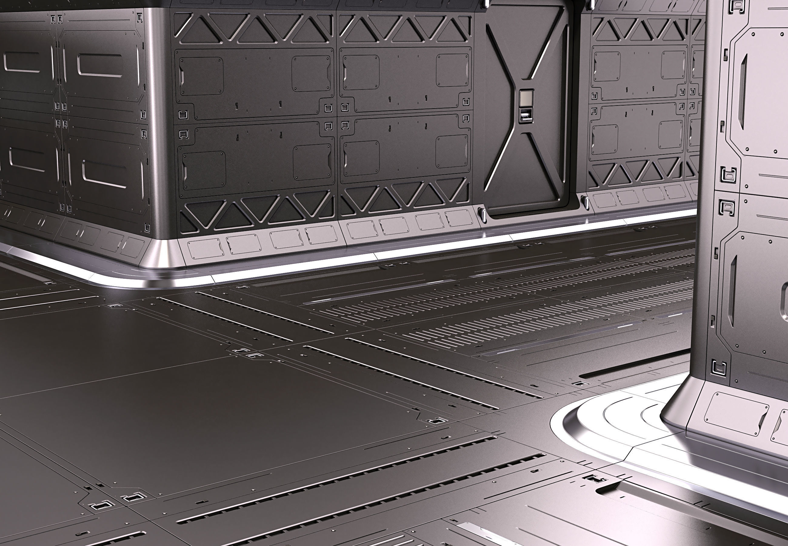 Sci Fi Interior Kitbash 3D model_7