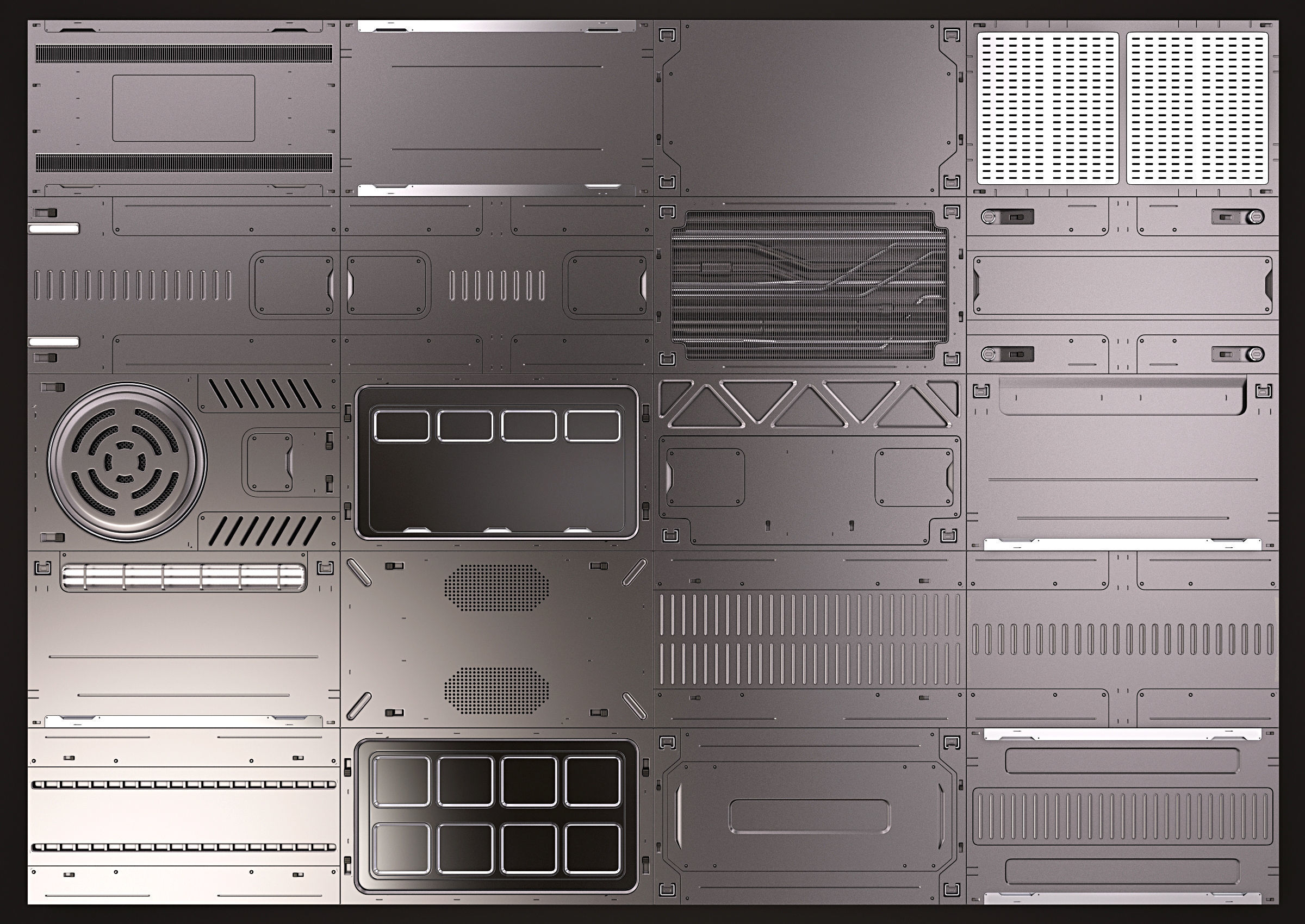 Sci Fi Interior Kitbash 3D model_2