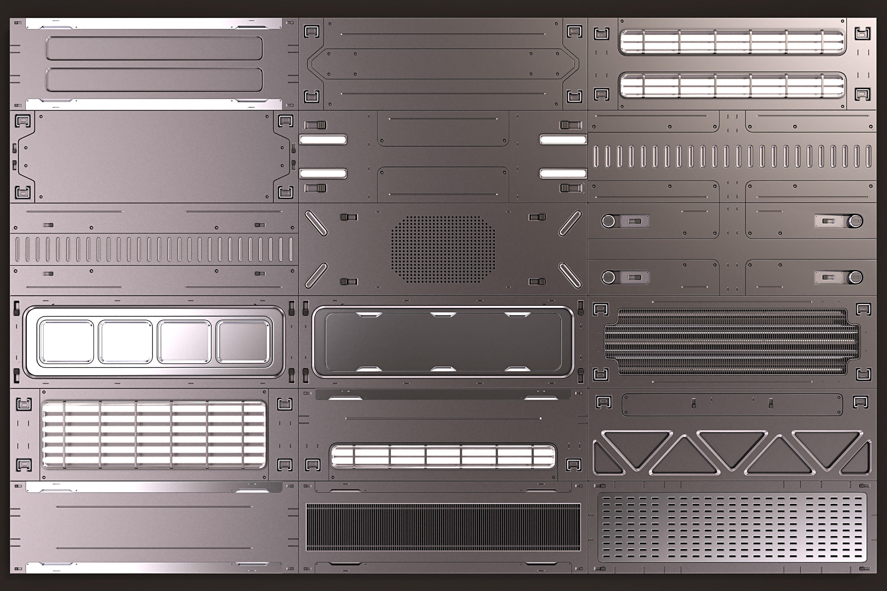 Sci Fi Interior Kitbash 3D model_3